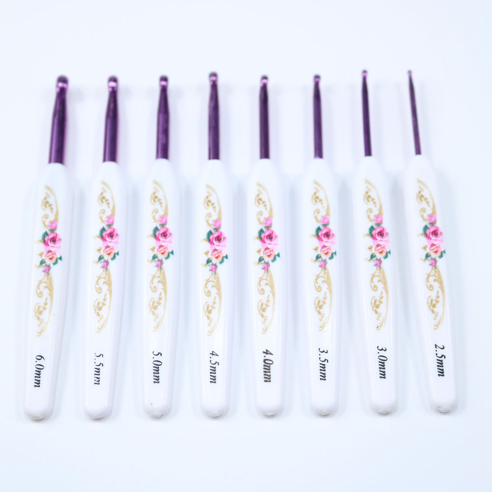 Flower Blue And White Porcelain Aluminum Crochet Hook