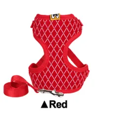 Rhinestone Cat Harness And Leash Set Breathable Mesh Small Pet Vest Harnesses Outdoor Walking Leads For Cats Puppy Dogs - Red - View 1