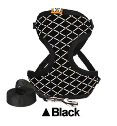 Rhinestone Cat Harness And Leash Set Breathable Mesh Small Pet Vest Harnesses Outdoor Walking Leads For Cats Puppy Dogs - Black - View 1