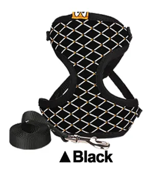 Rhinestone Cat Harness And Leash Set Breathable Mesh Small Pet Vest Harnesses Outdoor Walking Leads For Cats Puppy Dogs - Black