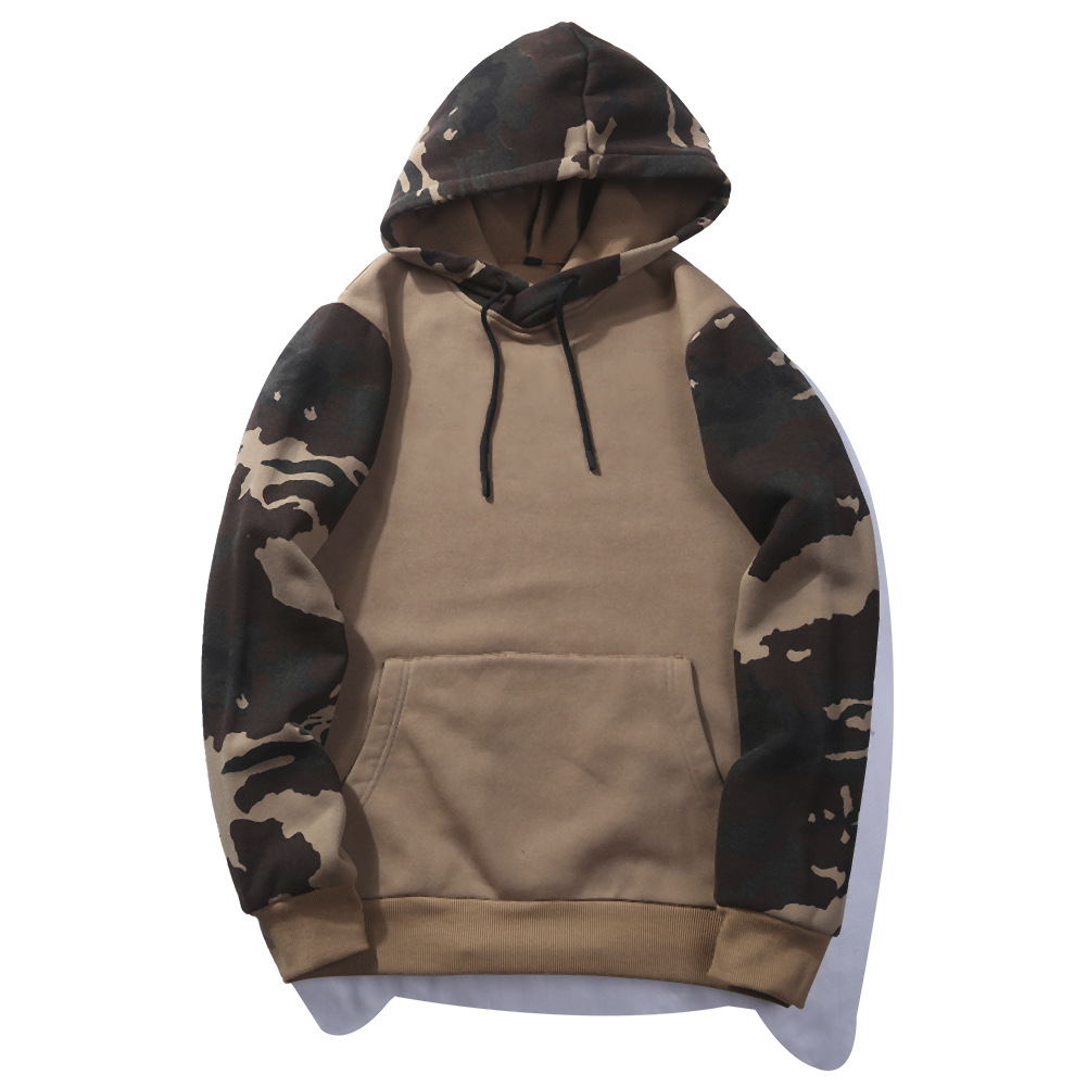 Men's sweater camouflage color matching hooded plus size sweater