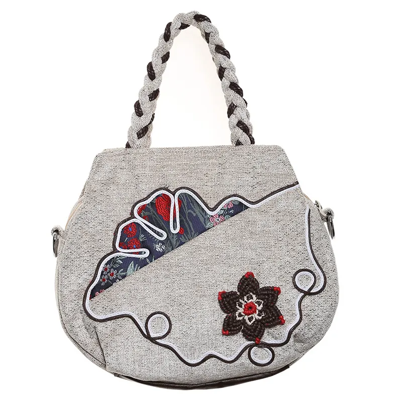 Ethnic Style New Female Bag Handbag Shoulder Bag Messenger Bag Literature And Art Shoulder Bag Messenger Bag Mini Female Handbag - Khaki