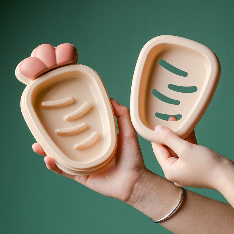 Cute Non-perforated Double Drain Soap Box Toilet Radish Soap Box