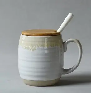 Creative Retro Cup Ceramic Mug Large Capacity Drinking Cup Household Cup Personalized Coffee Cup Tea Cup Spoon With Cover