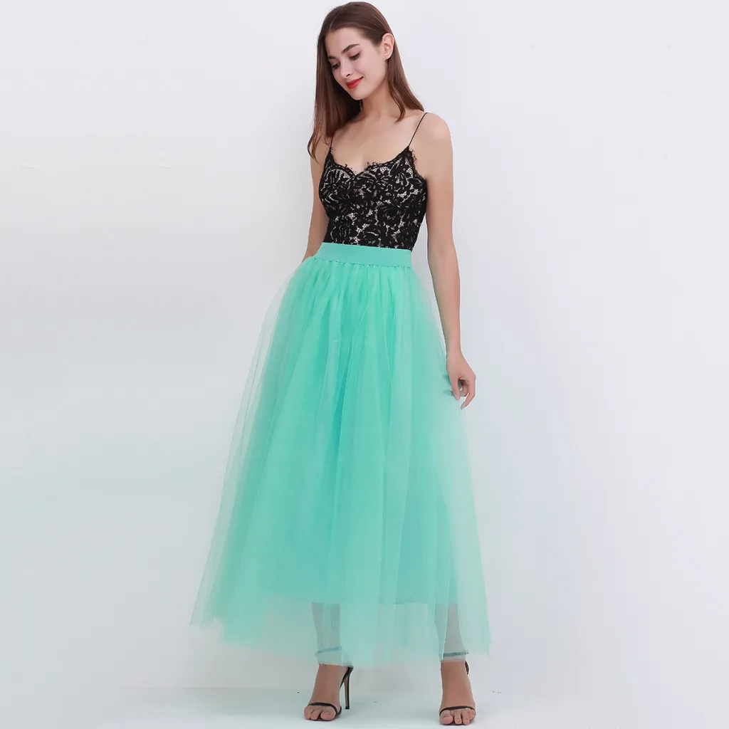 Women's 4 Layer 100 Mesh Skirt Hot Style Mopping Skirt - Mint