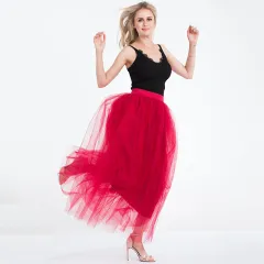 Women's 4 Layer 100 Mesh Skirt Hot Style Mopping Skirt - Wine - View 1