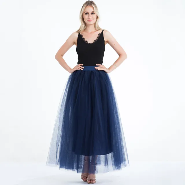 Women's 4 Layer 100 Mesh Skirt Hot Style Mopping Skirt Navy - Shop at LoveMi