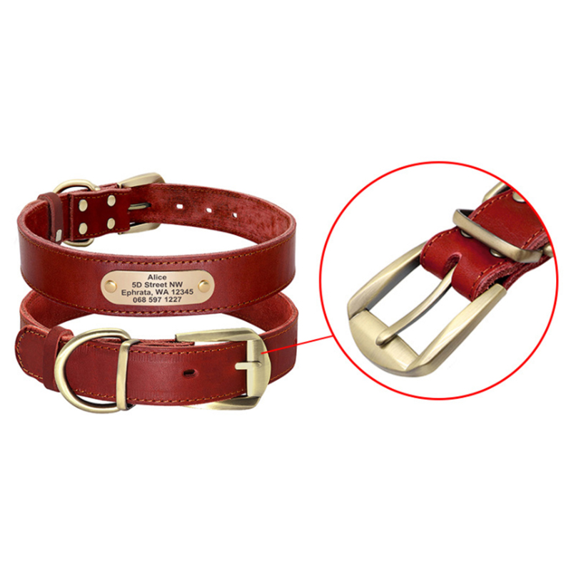 Personalized Dog Collars with Nameplate ID Tags for Medium Large Dogs Dark Red - Shop at LoveMi