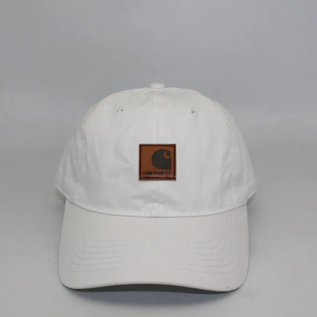 Washed Distressed Leather Label Soft Top Baseball Cap White - Shop at LoveMi