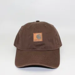 Washed Distressed Leather Label Soft Top Baseball Cap - Coffee - View 1