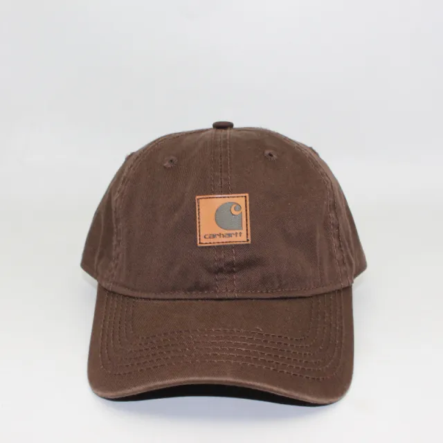 Washed Distressed Leather Label Soft Top Baseball Cap Coffee - Shop at LoveMi