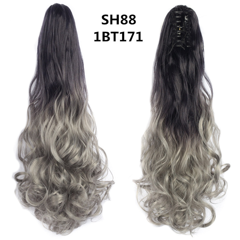Clip-On Hairpiece Extensions Ombre Ponytail Claw Synthetic-Hair Wavy Soowee — foto 4