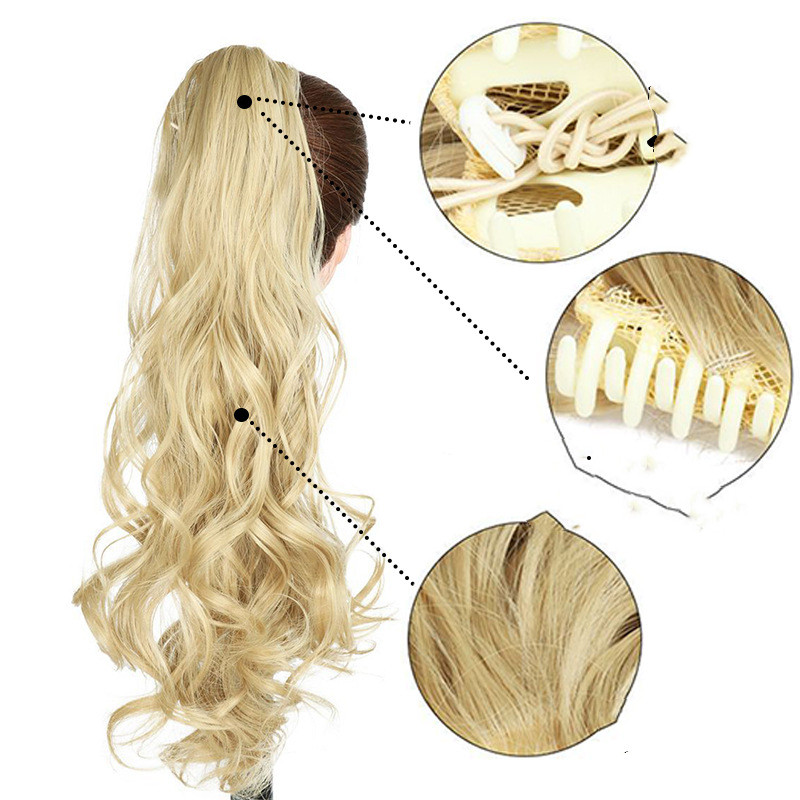Clip-On Hairpiece Extensions Ombre Ponytail Claw Synthetic-Hair Wavy Soowee — foto 5