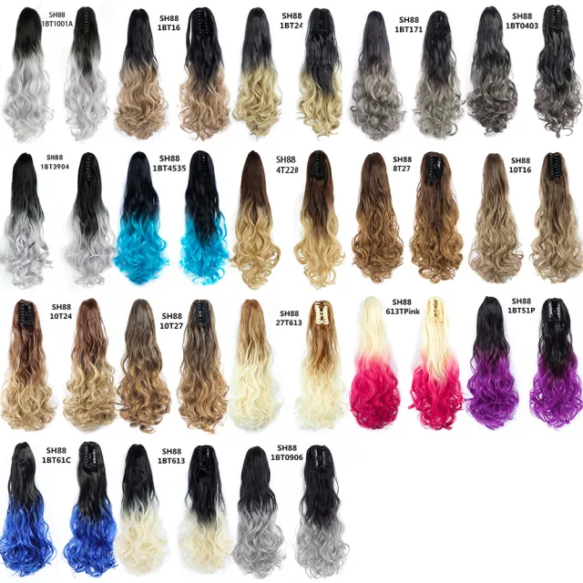 Clip On Hairpiece Extensions Ombre Ponytail Claw Synthetic Hair Wavy Soowee 1Bt61C - Shop at LoveMi