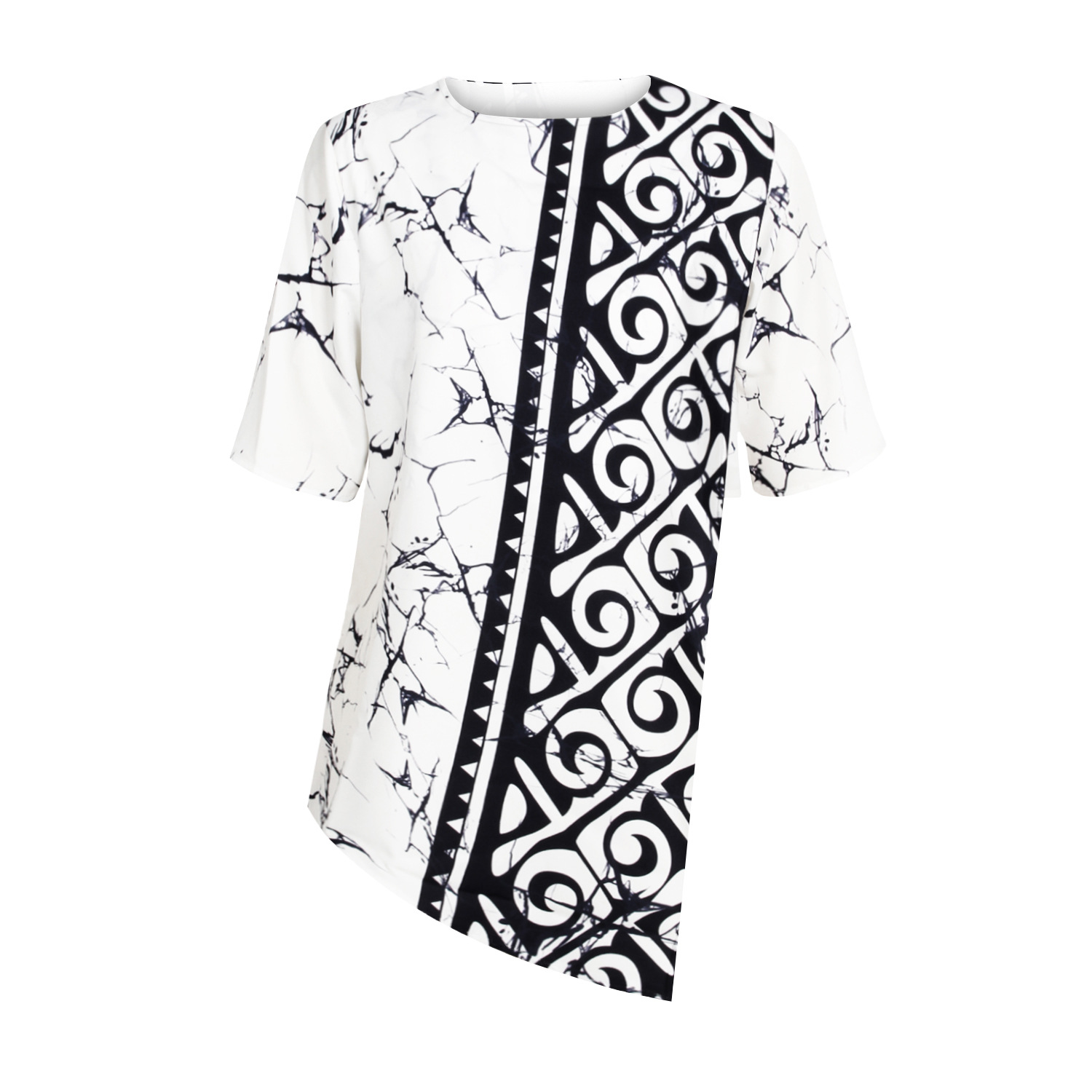 Digital Print Street African Women'S Fashion Irregular Sleeve Top Casual Loose