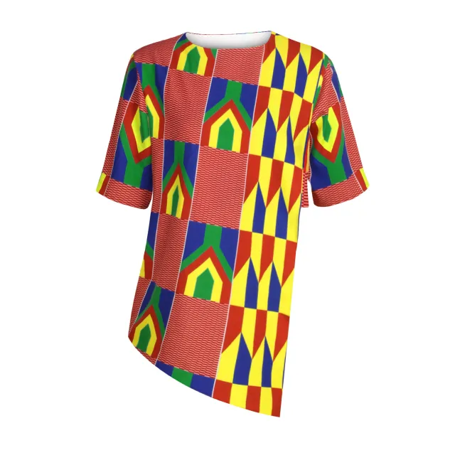 Digital Print Street African Women'S Fashion Irregular Sleeve Top Casual Loose - Shop at LoveMi
