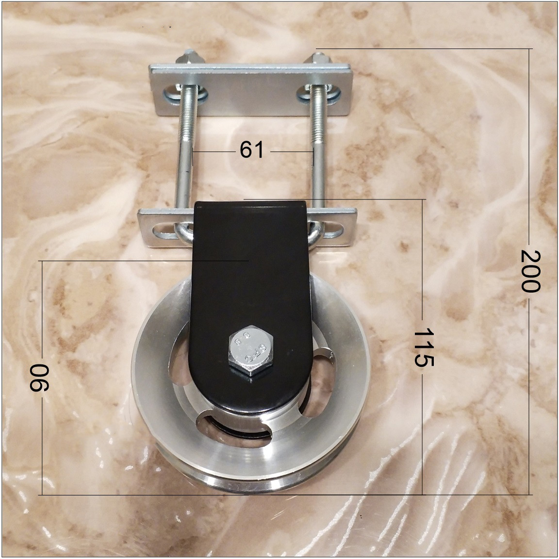 Title 3, Square Tube Fixed Bearing Pulley Mute Hanging D...