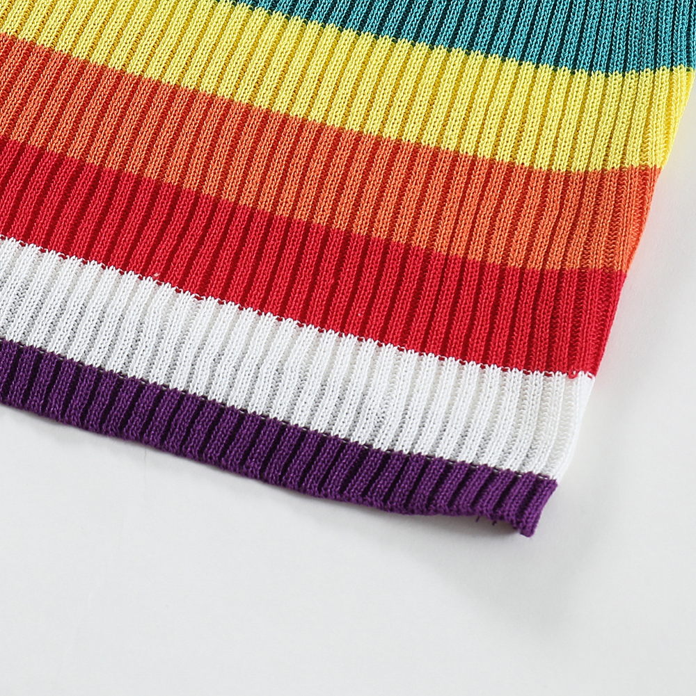 Rainbow Stripe Knit Halter Vest Fashion Style