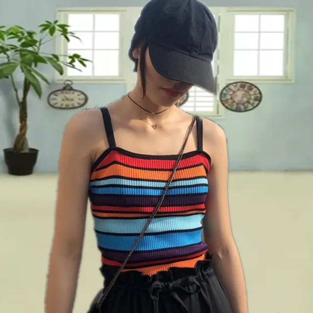 Summer New Thin Striped Knitted Vest Student Bottoming Shirt Black - Shop at LoveMi