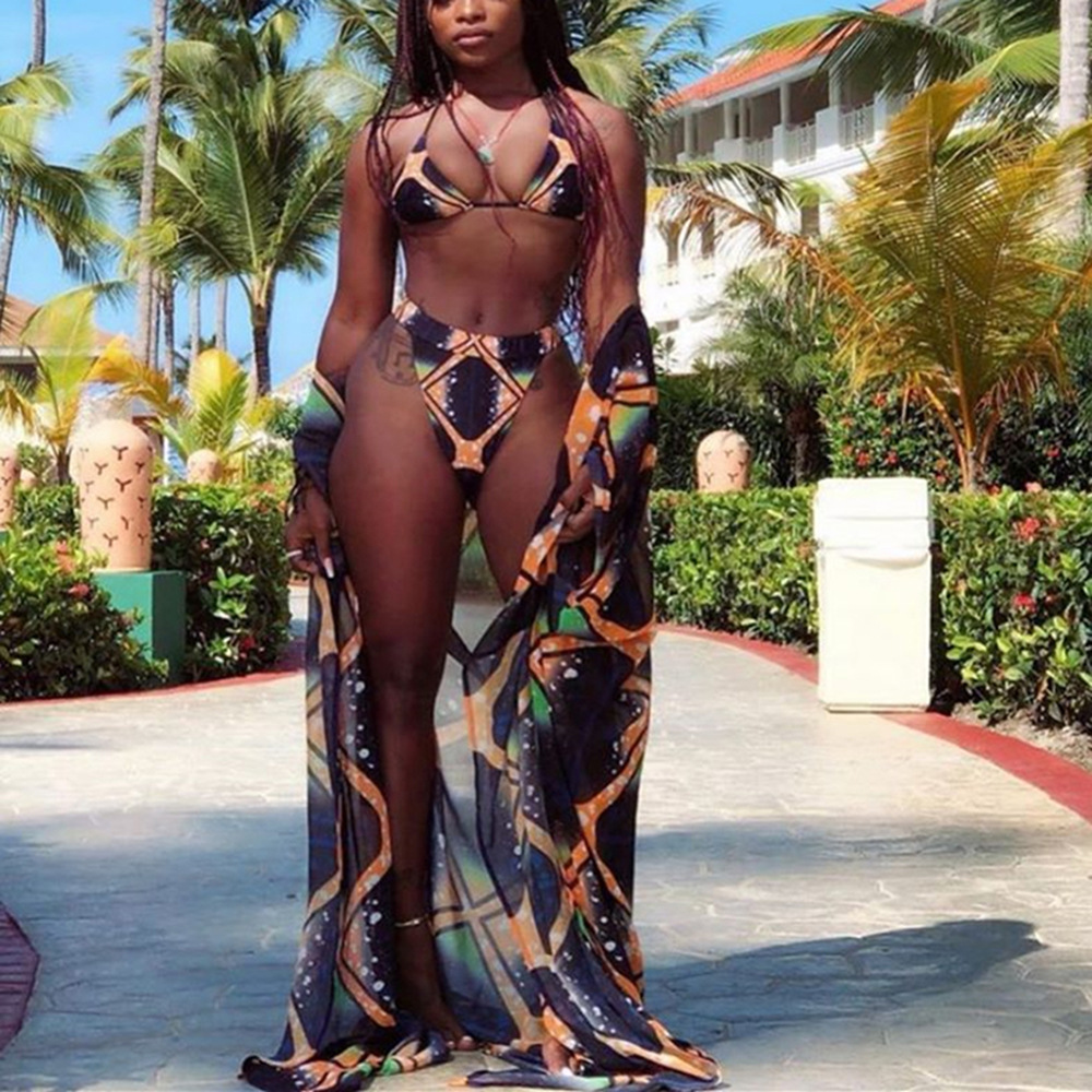 Title 1, African Black Printing Bikini Suit