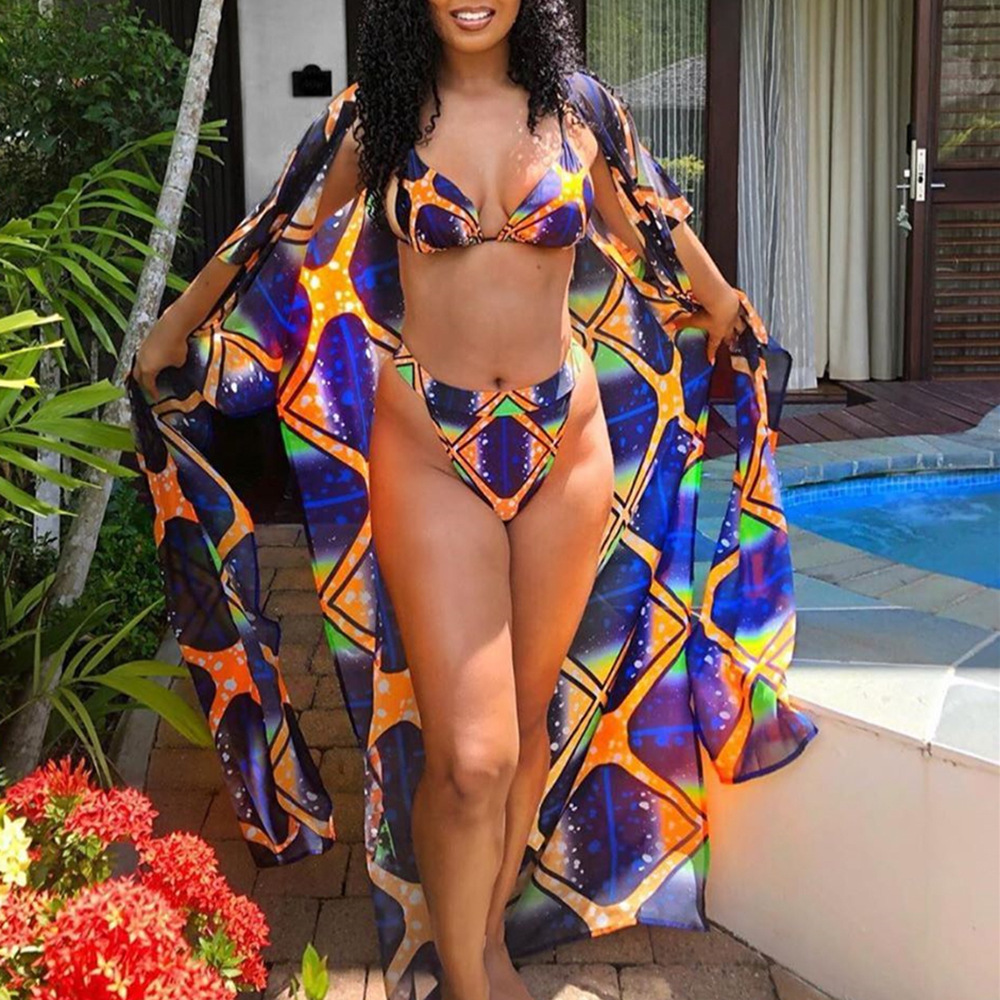 Title 3, African Black Printing Bikini Suit