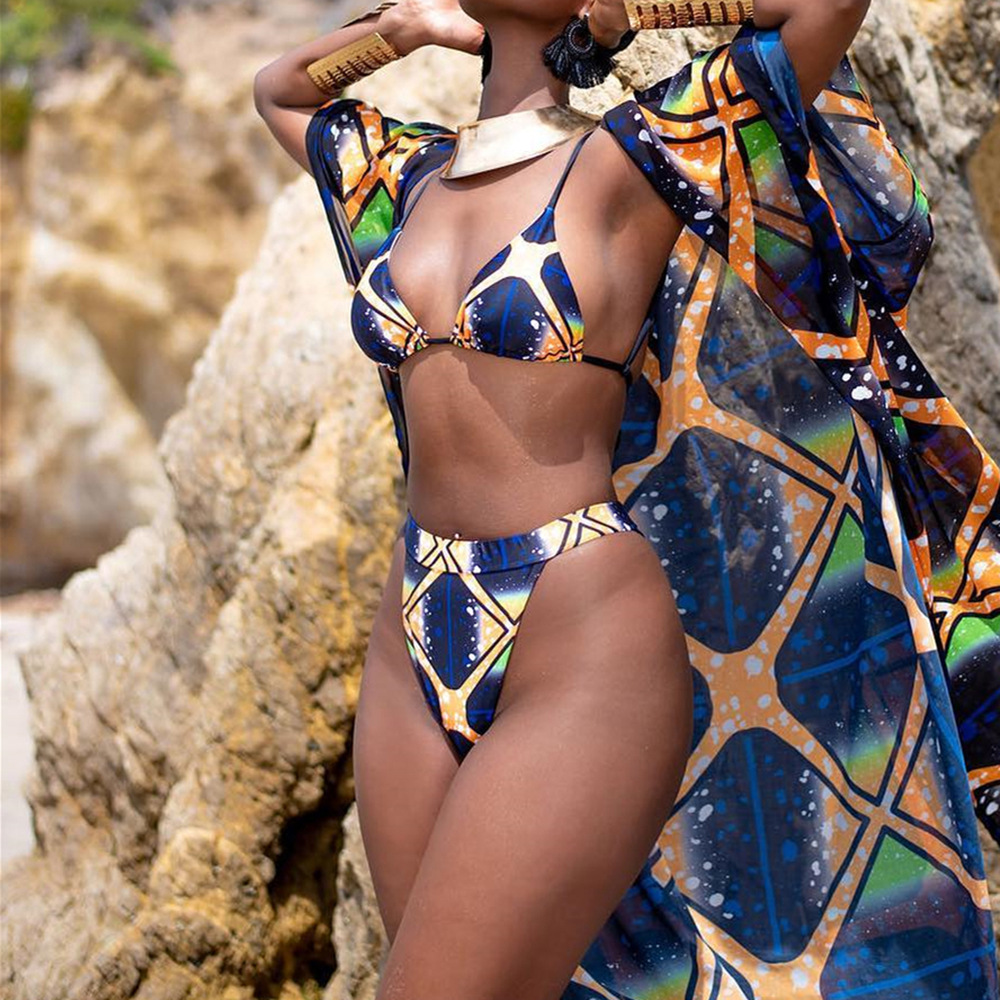 Title 4, African Black Printing Bikini Suit