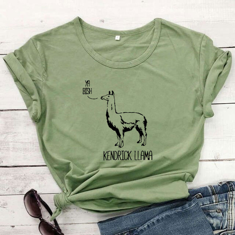 Title 16, Ya Bish Kendrick Llama Fashion Short Sleeve Let...