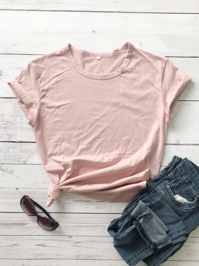 Ya Bish Kendrick Llama Fashion Short Sleeve Letter T Shirt Peach - Shop at LoveMi