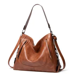 Large Capacity Tote Bag Casual Handbag - Brown - View 1