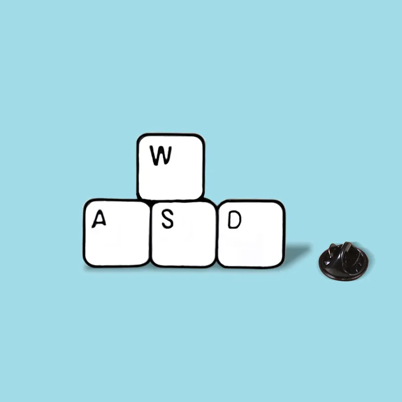 Japanese And Korean Cartoon Game Peripheral Brooch, Keyboard Adsw Button, Alloy Drip Brooch, Creative Mini Pin - White