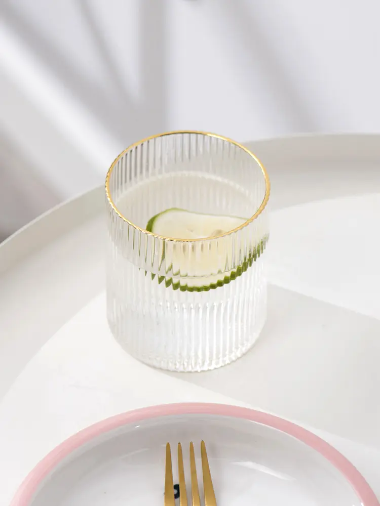 Little Western Style Vertical Stripe Phnom Penh Glass Breakfast Cup