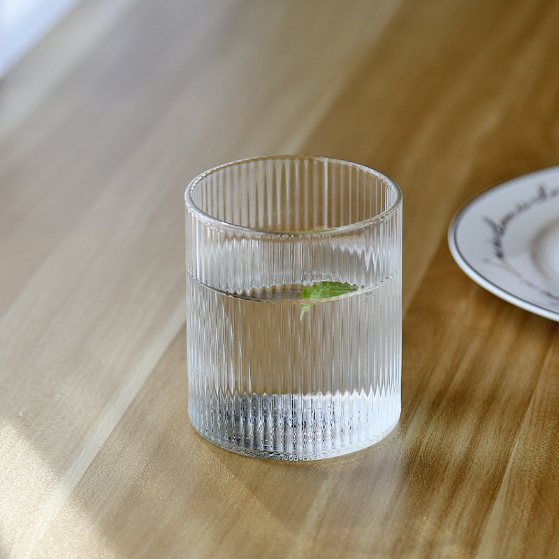 Vertical Stripe Glass Tea Cup Rib Pattern Tea Set Net Red Water Cup