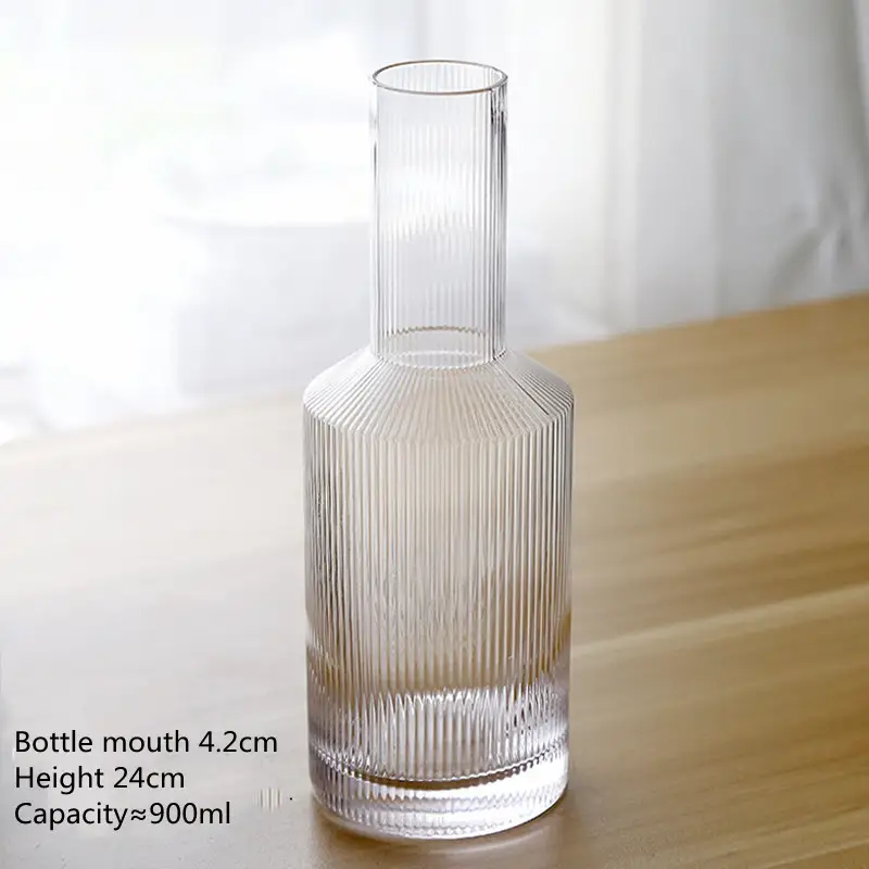 Vertical Stripe Glass Tea Cup Rib Pattern Tea Set Net Red Water Cup