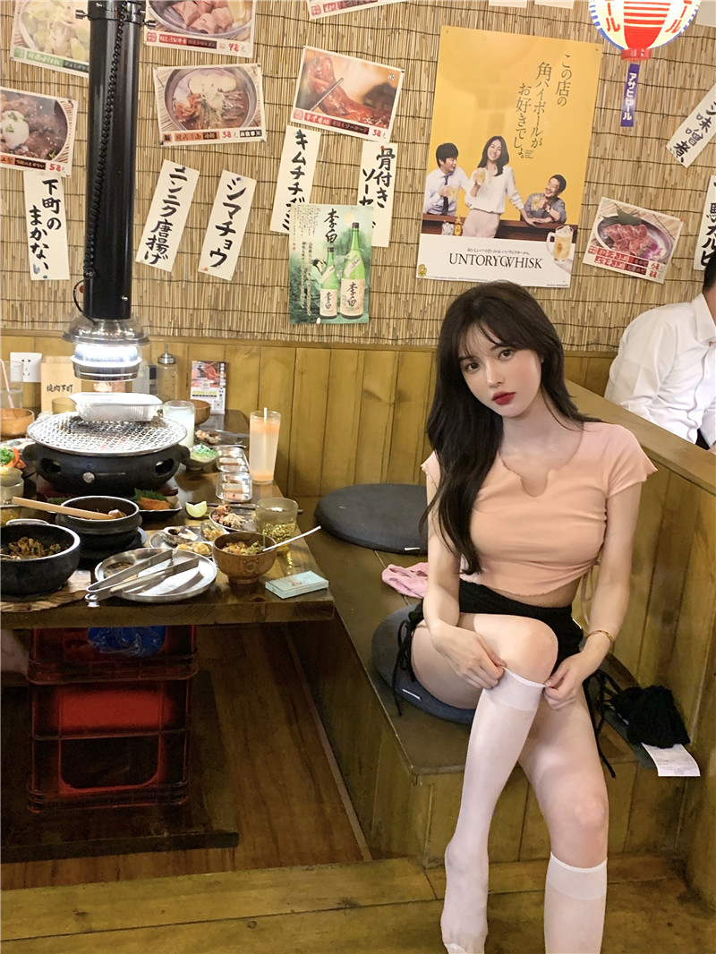 Short Sleeve T-Shirt With Wooden Ear And Drawcord For Women''s Summer Design