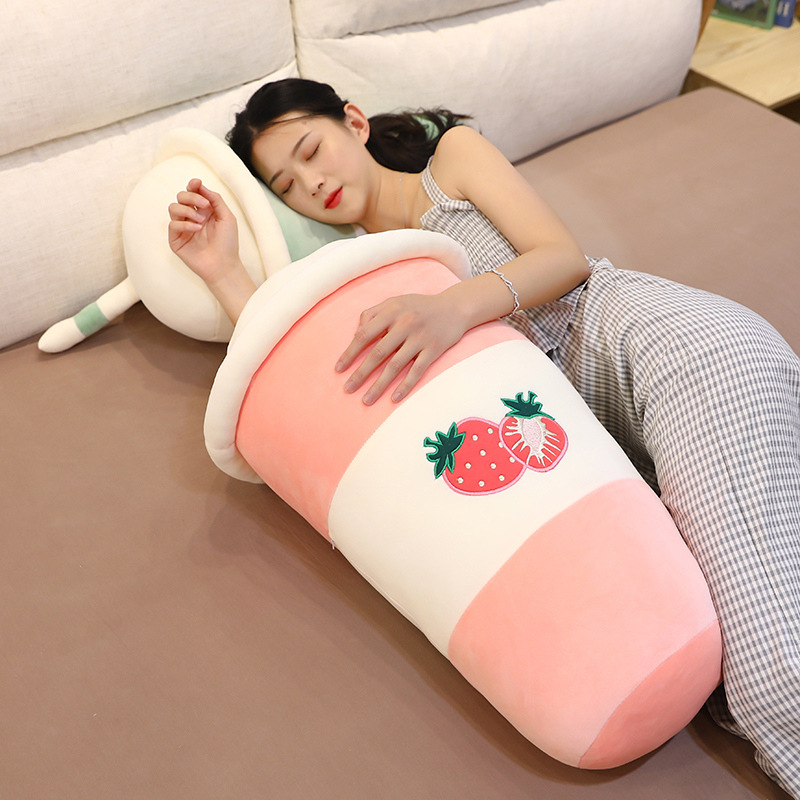  Creative New Product Cute Simulation Fruit Milk Tea Cup Pillow Cushion Plush Toy Office Nap Pillow