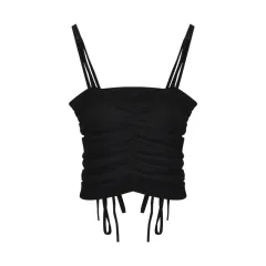 Hot Pants Women'S Design Sense Niche High Waist Slimming Strap Wide-Leg Shorts - Black - View 1