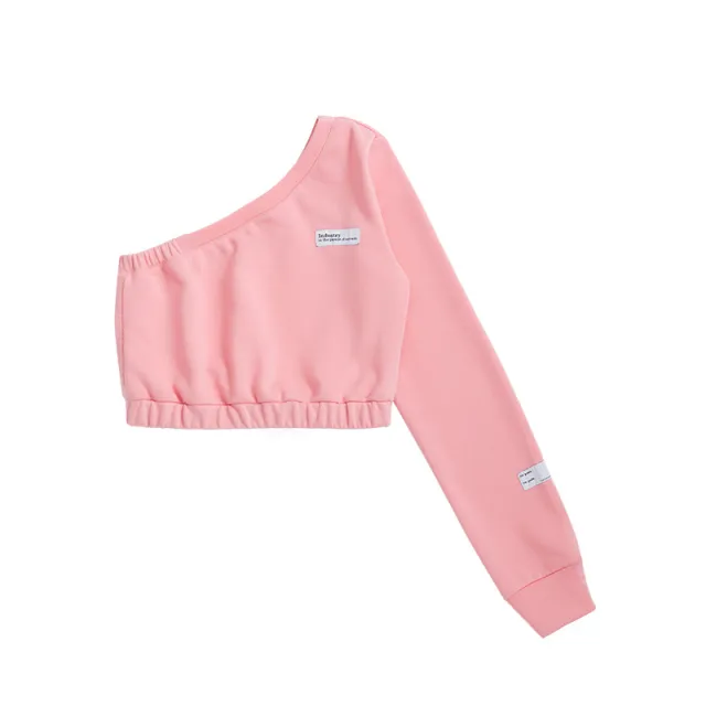 Spring And Summer New Sweet And Spicy Sexy Off Shoulder One Shouldered Long Sleeved T Shirt Women Pink - Shop at LoveMi
