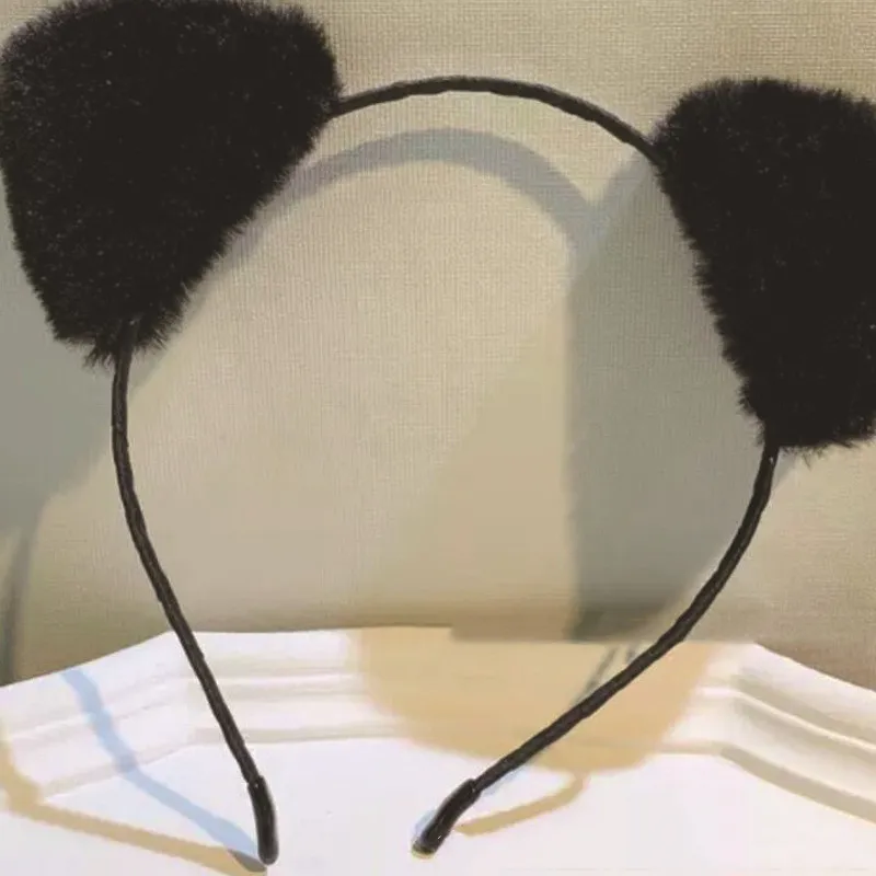 Cat Ears Headband Furry Cute Girl Super Cute New Headwear - Black
