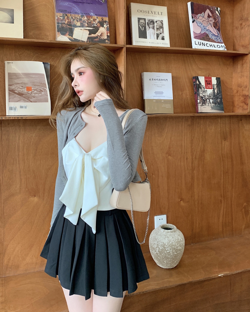 Bow-Knot Camisole Women'S Summer Design Sense Niche Short Style Wrapped Chest And Wear White Bottoming Shirt Top