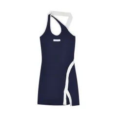 European And American Spice Girls Dress With Neck And Suspender - Navy Blue - View 1