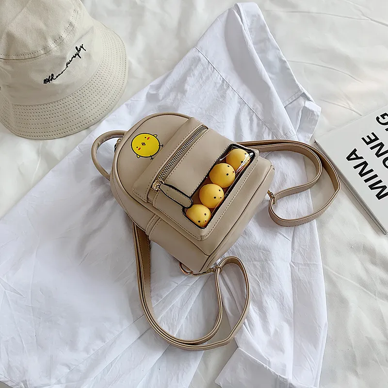 Cute Chick Bag Korean Fashion Mini Backpack - Khaki