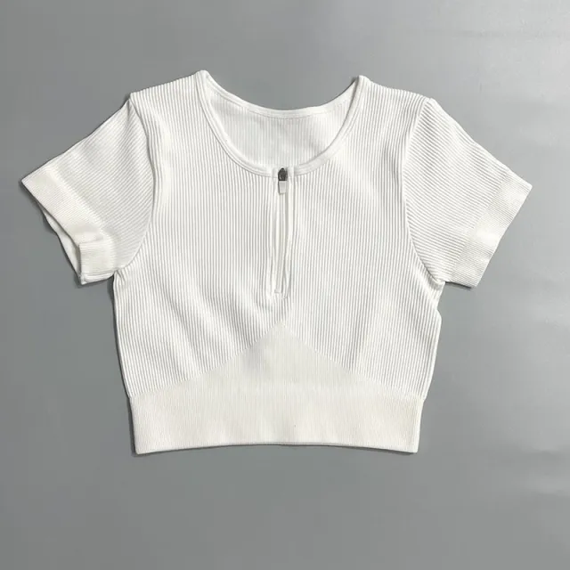 Zip Sports Top Tight Sports Bra 1White - Shop at LoveMi
