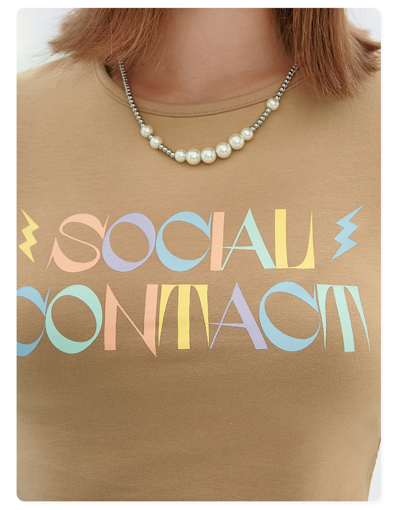 Loose Letters Sweet And Spicy Short Print Short Sleeve