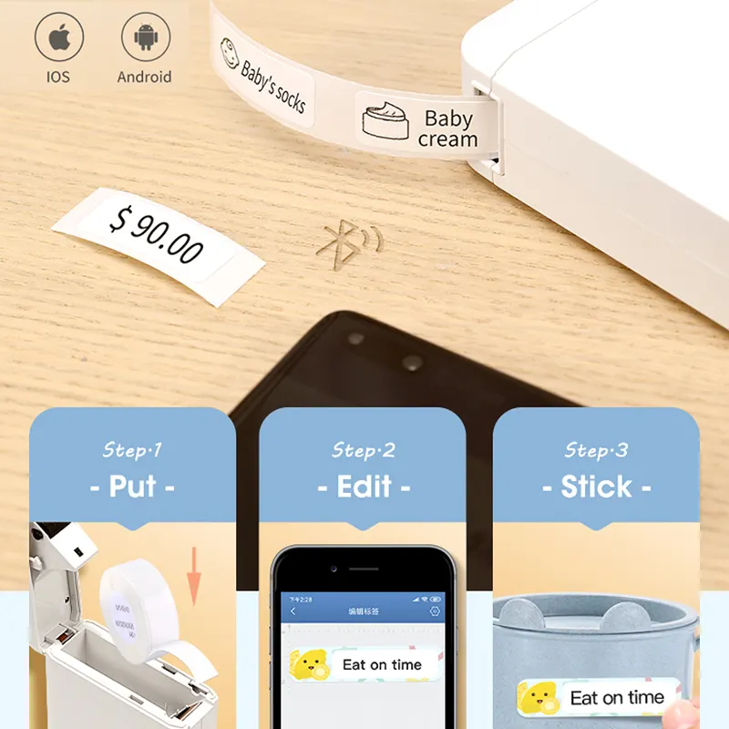 Label Printer Home Thermosensitive Sticker Portable Bluetooth