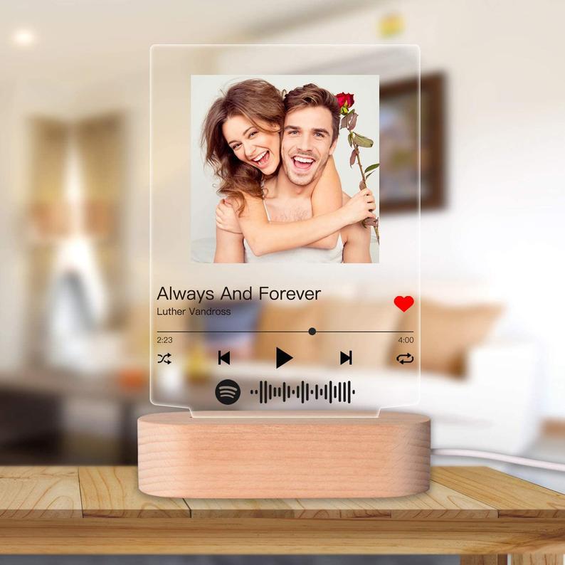 Customizable Photo Music Album Cover Night Light Carved Name Song Photo Frame — foto 3