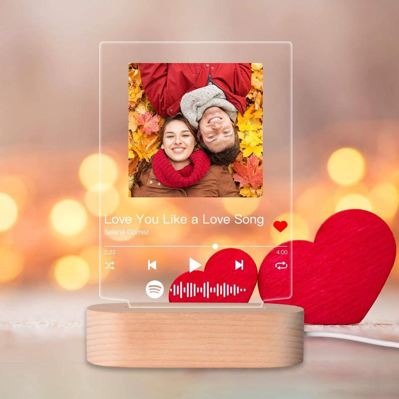 Customizable Photo Music Album Cover Night Light Carved Name Song Photo Frame — foto 7