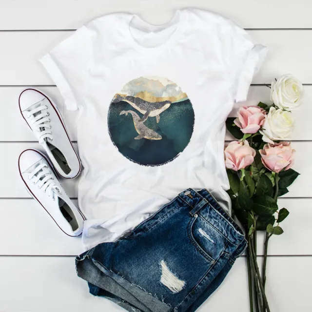 Women'S Top Sunflower Camera Print T Shirt Neck Short Sleeve 1 Color 4Xl - Shop at LoveMi