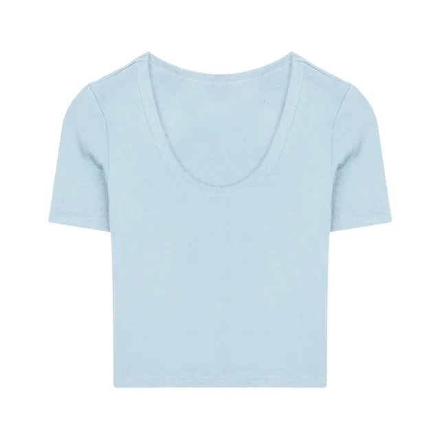 Women'S Ins Tide Tight Fitting Short Sexy Pure Desire Slim White Short Sleeved Top Blue - Shop at LoveMi