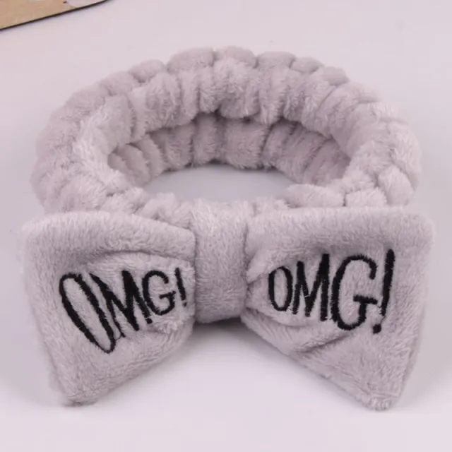 Plush Hair Band Headband Cute Bow Grey - Shop at LoveMi