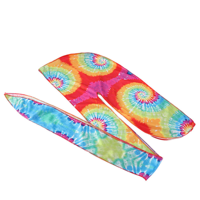 Thick Tie-dye Long Tail Pirate Hat With Bandage Headscarf